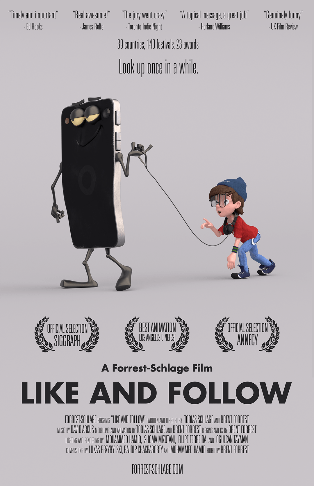 Like and Follow Short Film - 3d Animation Brent Forrest Tobias Schlage